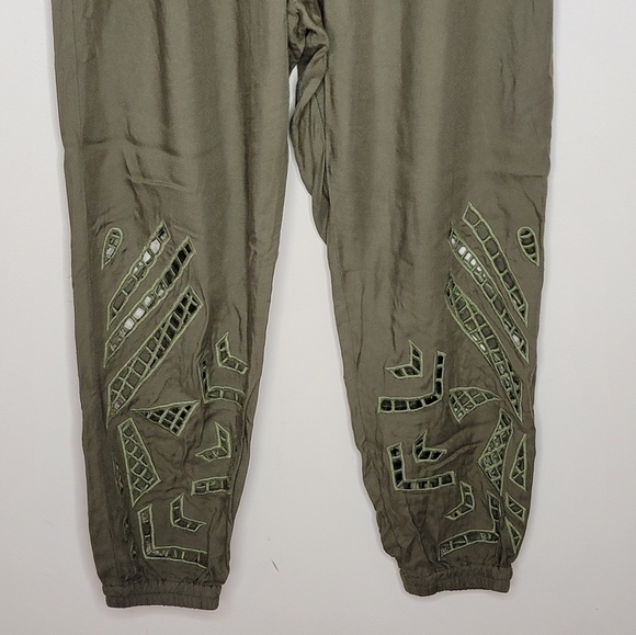 Anthropologie Dolan | Olive Green Joggers with Cutout Details Size Medium - Picture 3 of 5